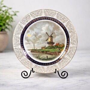 Antique Wood & Sons English Ironstone Windmill Scenic Plate 10.25"